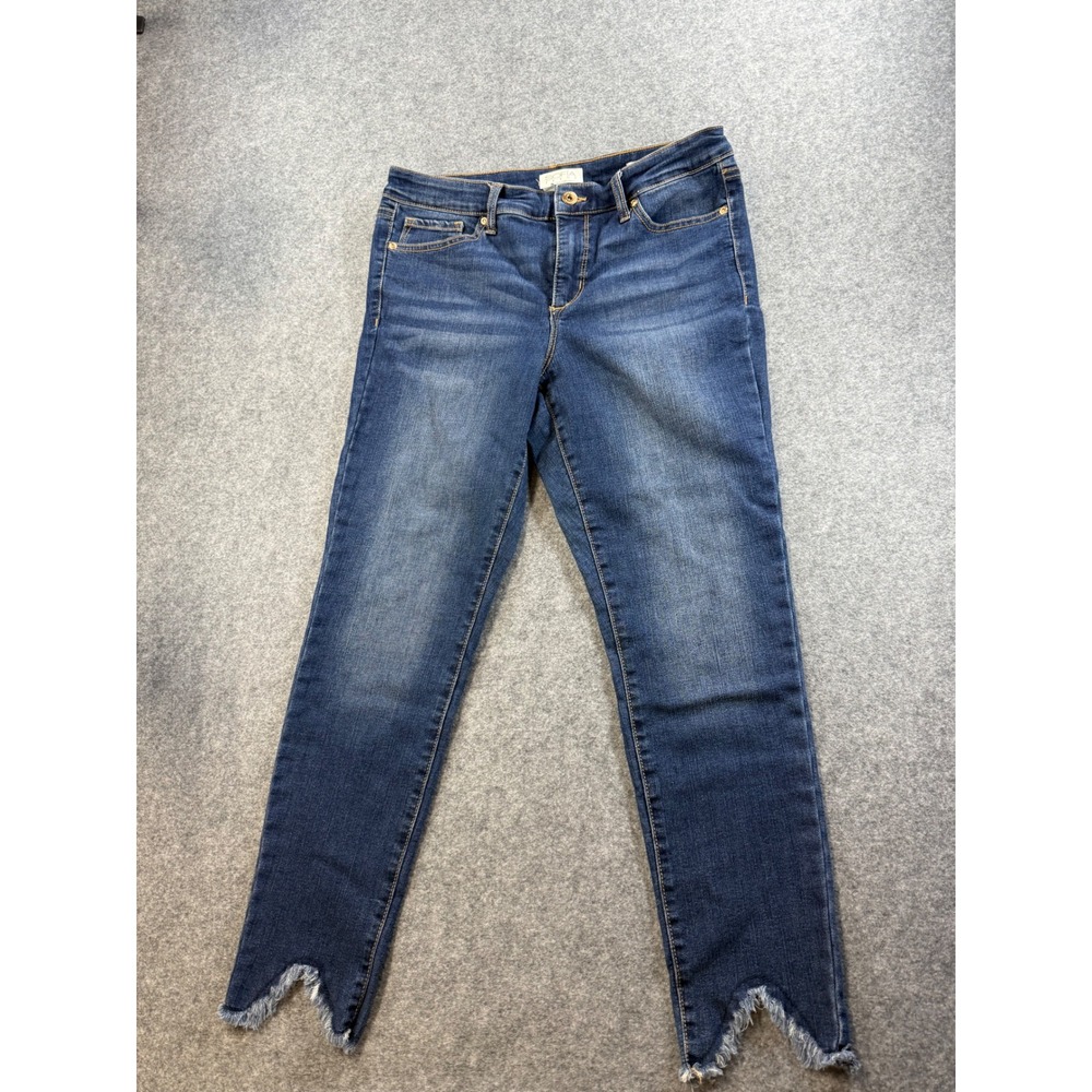 Sofia Vergara Skinny Ankle Sharkbite Hem Blue Denim Jeans Womens 10